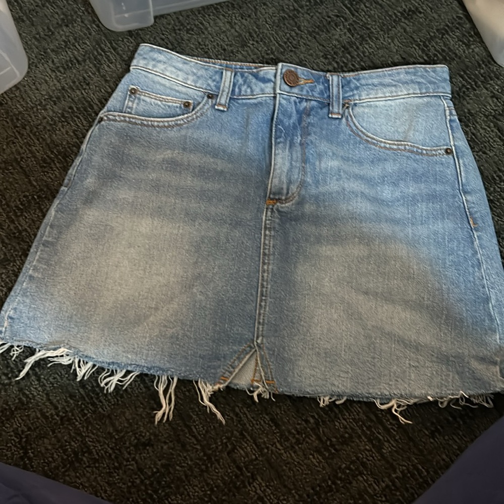 BDG Denim Skirt with Frayed Hem